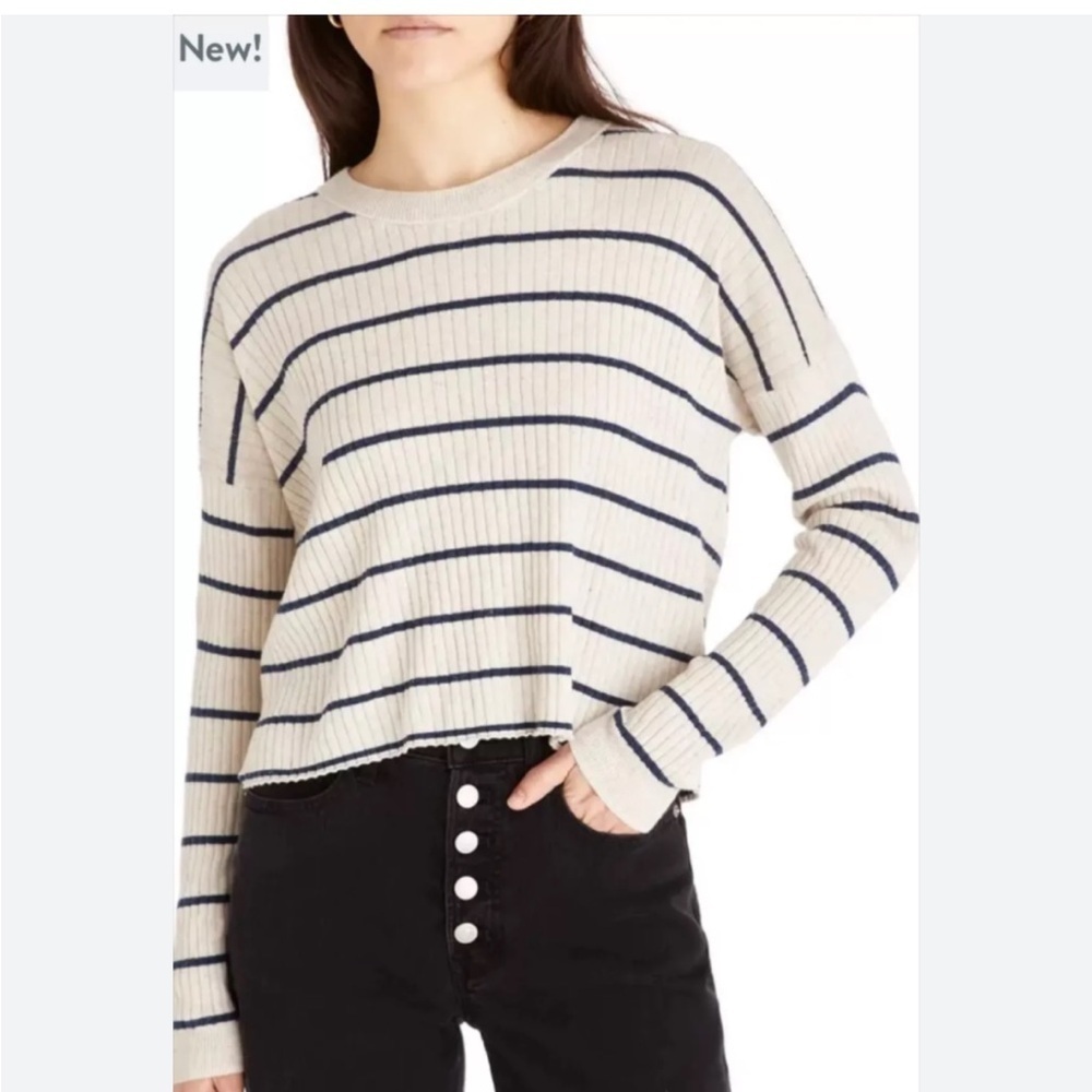 Madewell No Strings Attached Striped Crewneck Swe… - image 1